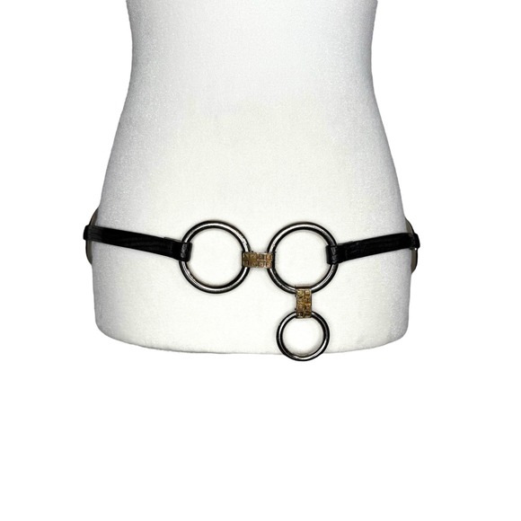 Vintage Simon Belt Leather Silver Ring Avant Garde Equestrian M‎ Adjustable Rare main image 6
